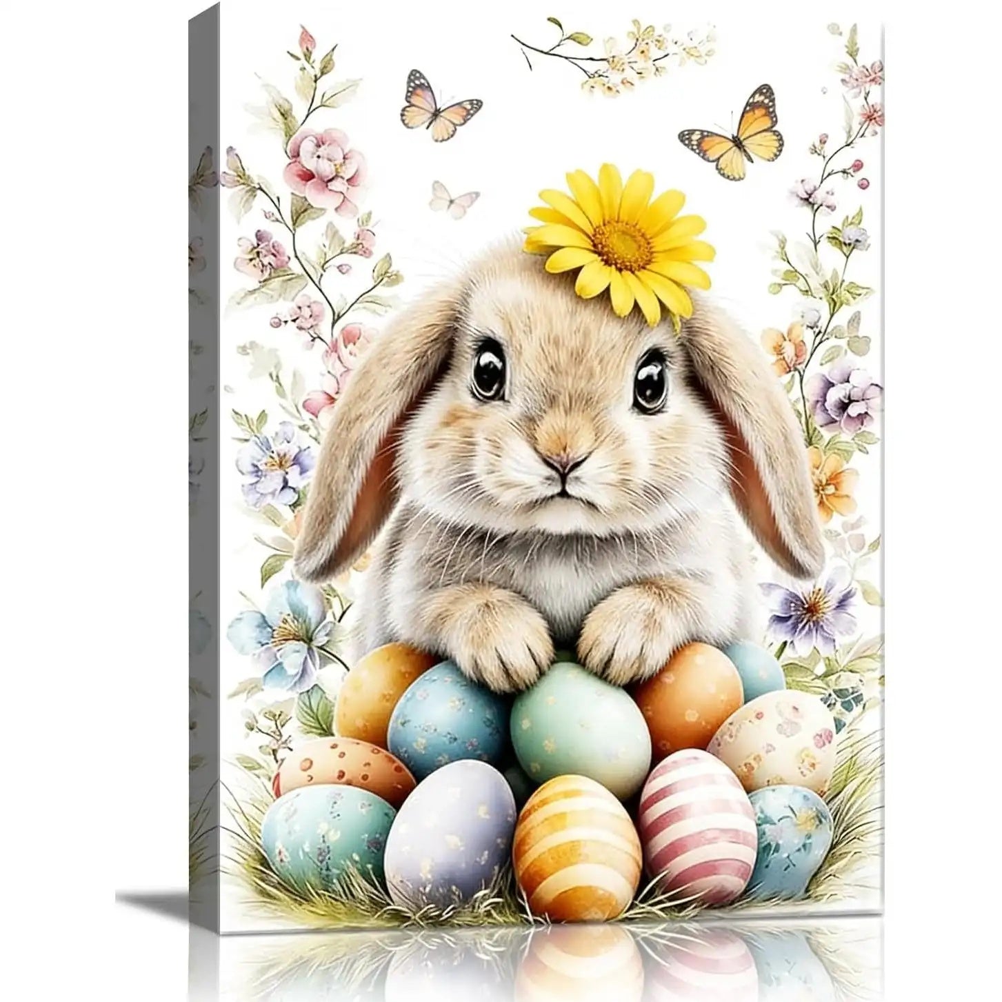 Cute Easter Rabbit canvas wall art, additional product view 7 with contemporary styling for living room decor